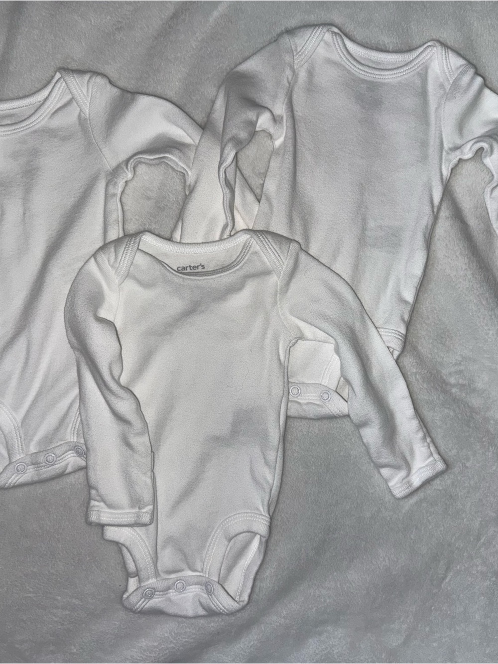 Carter's White Long-Sleeve Baby Bodysuits - 3 Pack